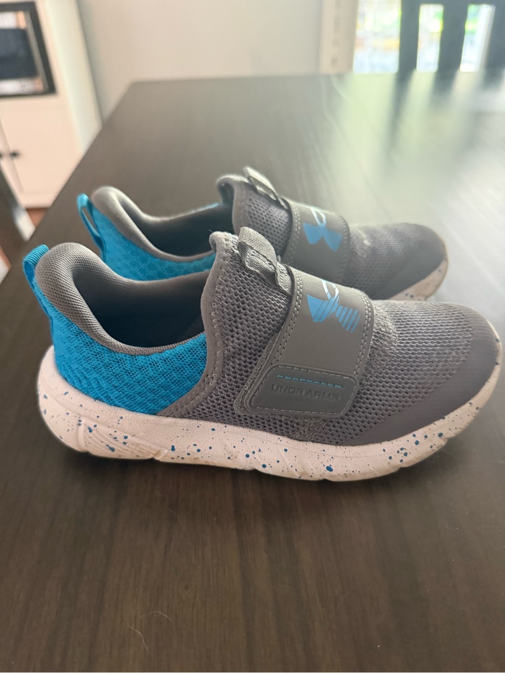 Under Armour Kids Gray and Blue Slip-On Sneakers